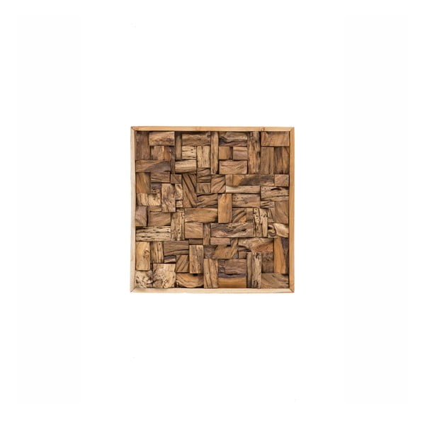 Dekoracja ścienna z drewna tekowego z recyklingu WOOX LIVING City, 70x70 cm