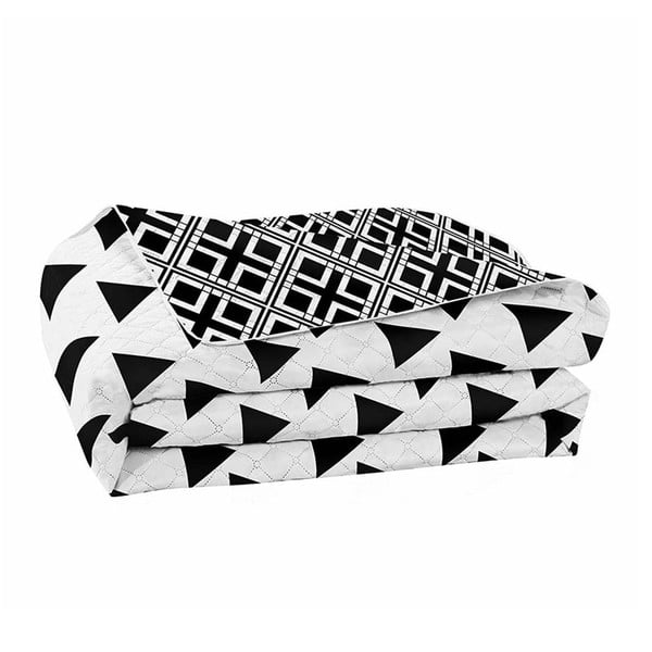 Czarno-biała narzuta dwustronna z mikrowłókna DecoKing Hypnosis Triangles, 220x260 cm