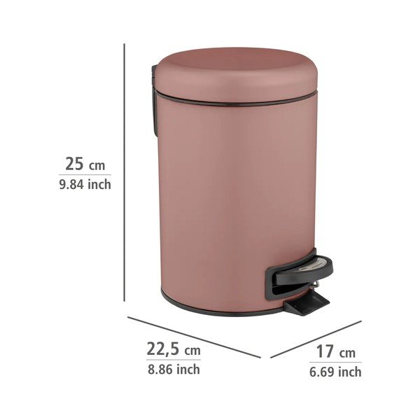 Szaroróżowy stalowy kosz na śmieci z pedałem 3 l Leman – Wenko-image-2