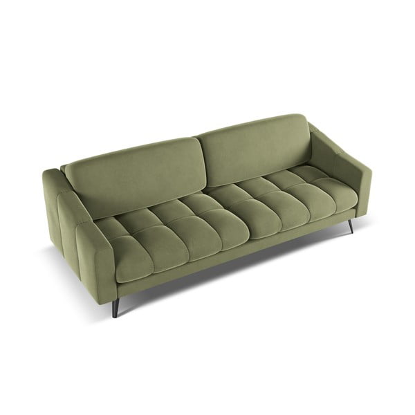 Zielona aksamitna sofa 238 cm Nalu – Makamii-image-3