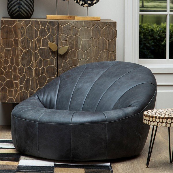 Czarny skórzany fotel Hoxton – Premier Housewares-image-3