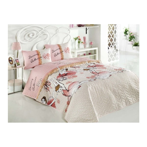 Narzuta na łóżko dwuosobowe z poszewkami na poduszki Ballerina, 200x220 cm