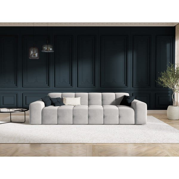 Jasnoszara aksamitna sofa 255 cm Kendal – Micadoni Home-image-1