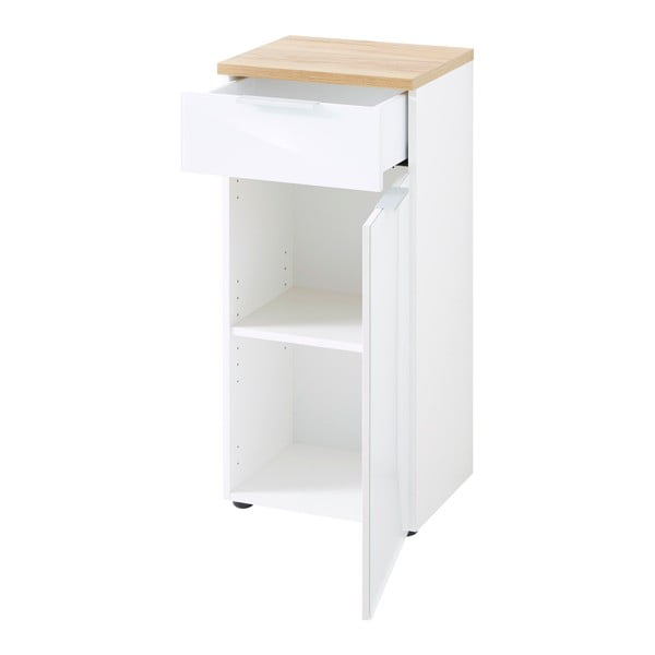 Biała niska szafka łazienkowa w dekorze dębu 39x86 cm Pescara – Germania-image-2