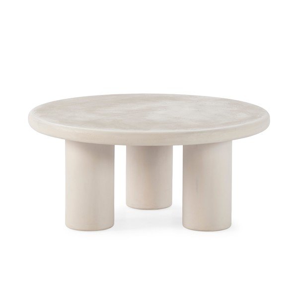 Kremowy okrągły stolik w dekorze kamienia ø 80 cm Iriel – MOME