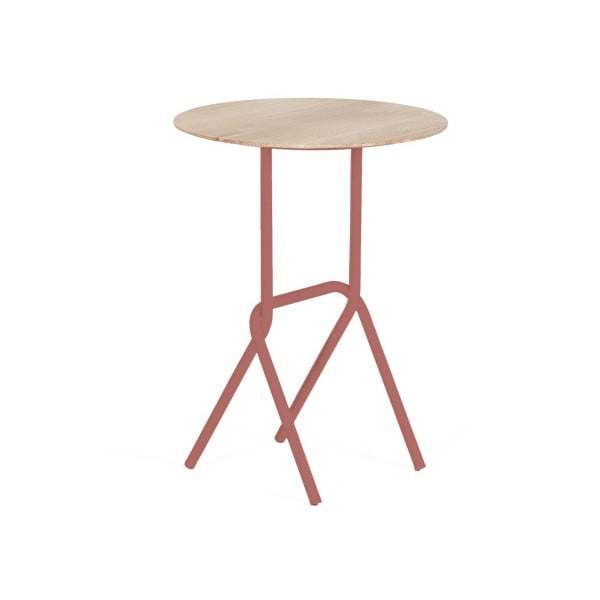 Stolik z różową metalową konstrukcją HARTÔ Désiré, ⌀ 40 cm