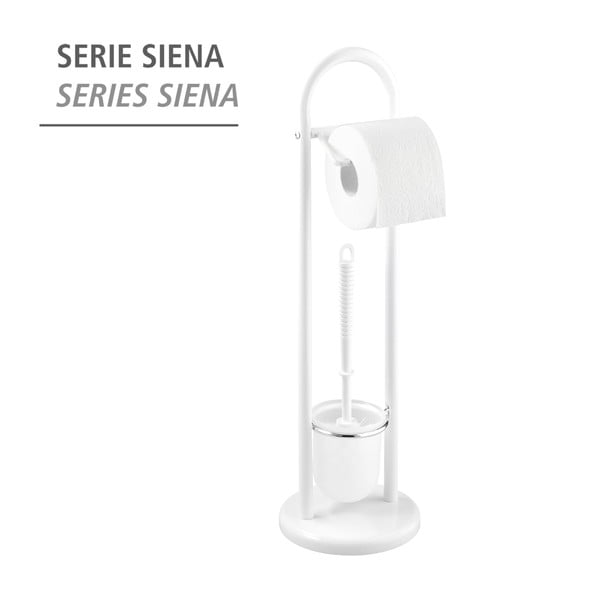 Biała szczotka do WC z uchwytem na papier toaletowy Wenko Siena-image-2