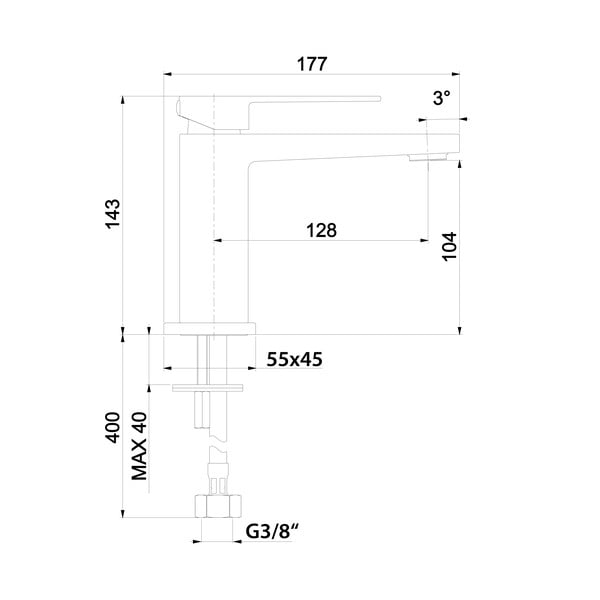 Bateria umywalkowa stojąca w kolorze srebra z połyskiem Latus – Sapho-image-2
