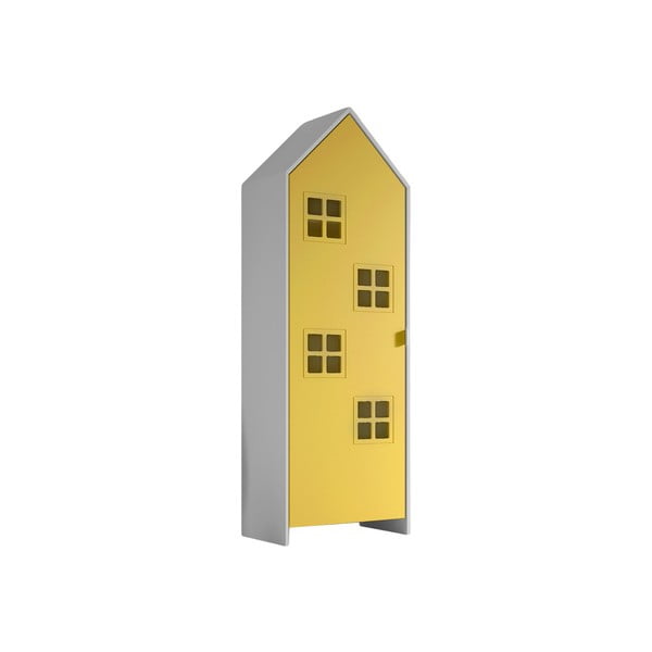Żółto-biała szafa dziecięca z litego drewna sosnowego 37x172 cm Casami Bruges – Vipack