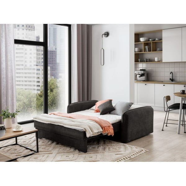 Ciemnoszara rozkładana/ze schowkiem sofa z tkaniny szenilowej 155 cm Laine – ELTAP-image-4
