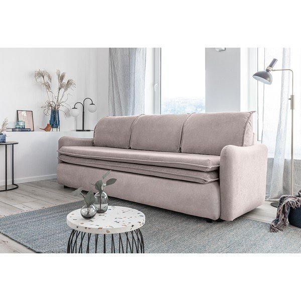 Beżowa aksamitna rozkładana sofa Miuform Tender Eddie-image-4