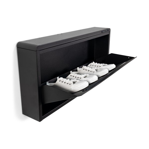 Czarna metalowa uchylna/wisząca szafka na buty 75x38x13 cm Mario – Spinder Design-image-3