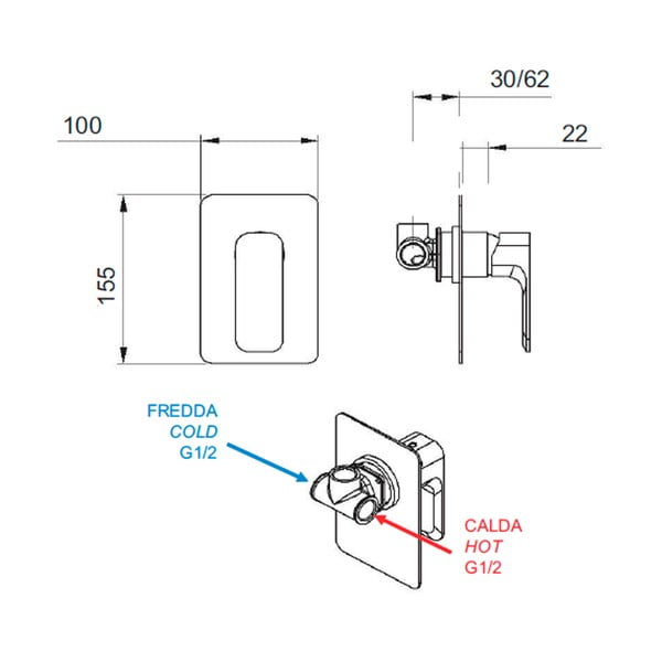 Bateria prysznicowa podtynkowa w kolorze złota (1 otwór) Spy – Sapho-image-1