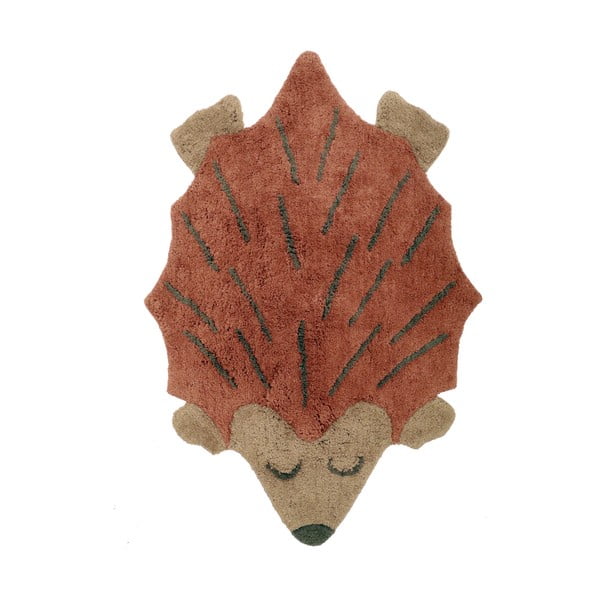 Ceglasto-beżowy bawełniany dywan dziecięcy tkany ręcznie odpowiedni do prania 80x120 cm Ollen – Nattiot