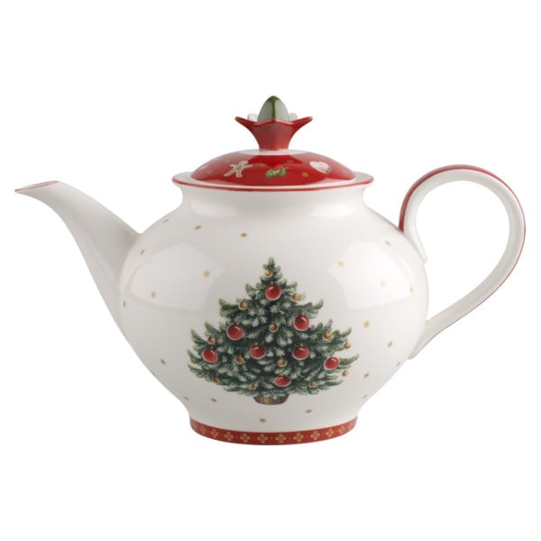Czerwono-biały porcelanowy dzbanek do herbaty z motywem świątecznym Villeroy & Boch