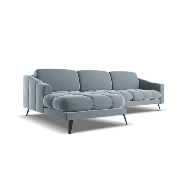 Jasnoniebieski aksamitny narożnik (lewostronny) Nalu – Makamii-image-3