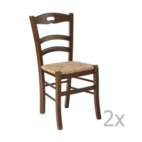 Zestaw 2 krzeseł z ciemnego drewna Castagnetti Lavagna