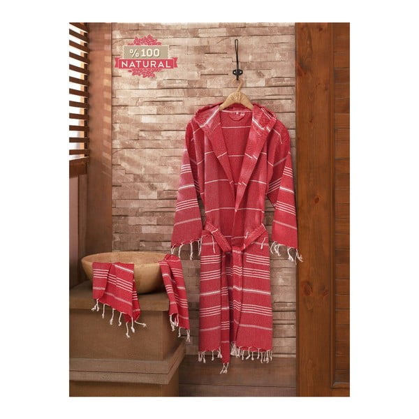 Zestaw szlafrok i ręcznik Sultan Red, L/XL