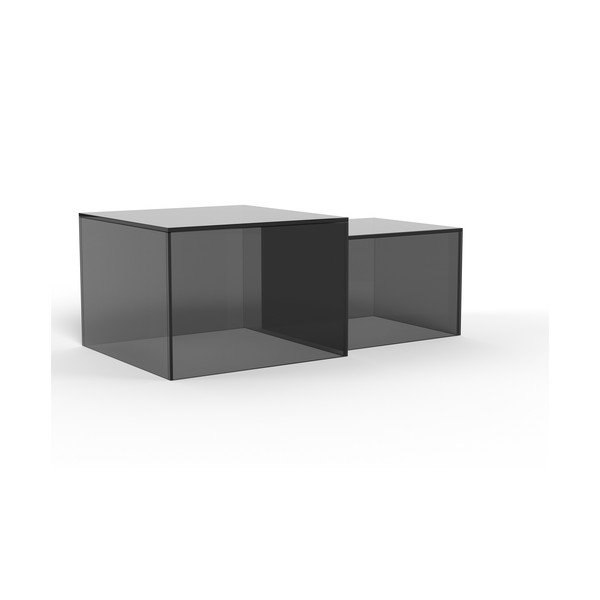 Szare szklane stoliki zestaw 2 szt. 50x50 cm Dice – Actona-image-4