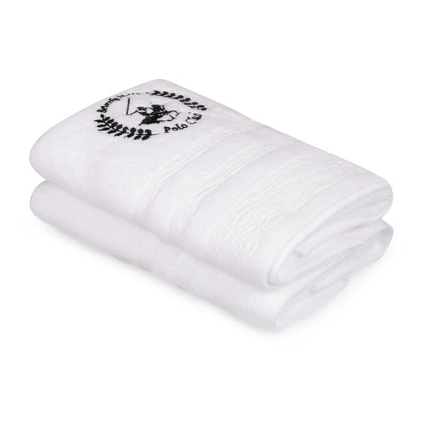 Zestaw dwóch białych ręczników Beverly Hills Polo Club, 100x50 cm