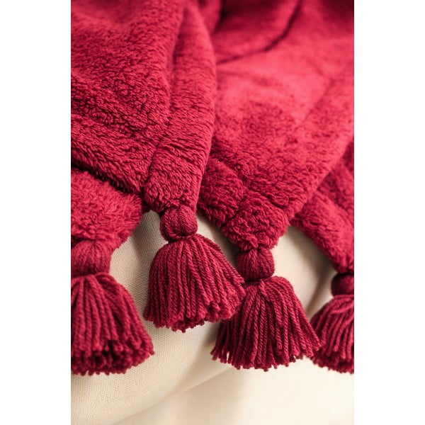 Czerwona narzuta z mikropluszu na łóżko dwuosobowe 200x220 cm Puffy – Mijolnir-image-2