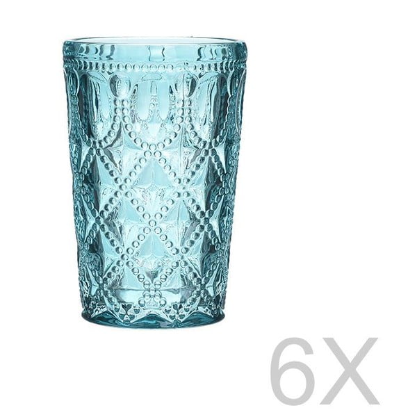 Zestaw 6 niebieskich przezroczystych szklanek InArt Glamour Beverage, wys. 13,5 cm