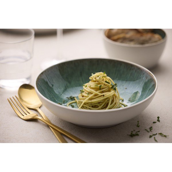 Biało-zielona kamionkowa miska 900 ml Gastro White/Green – Bitz-image-3