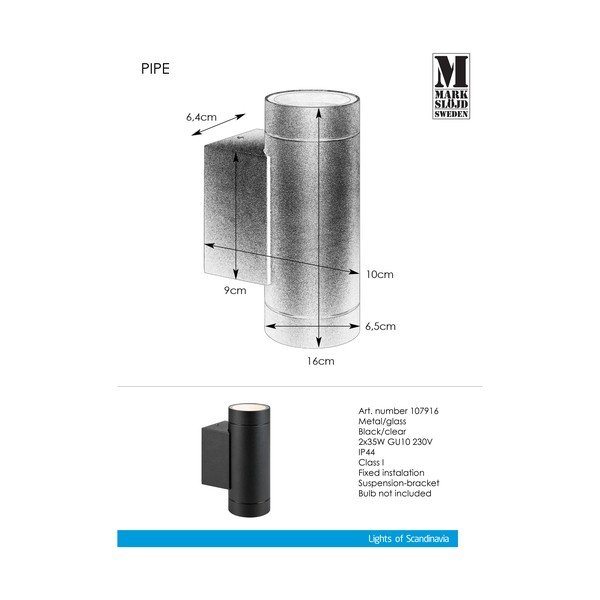 Kinkiet zewnętrzny (wysokość 16 cm) Pipe – Markslöjd-image-2