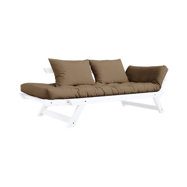 Sofa rozkładana z brązowym obiciem Karup Design Bebop White/Mocca-image-4