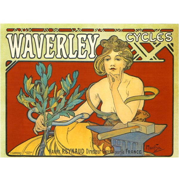 Obraz "Waverley Cycles" (Alfons Mucha), 90x120 cm