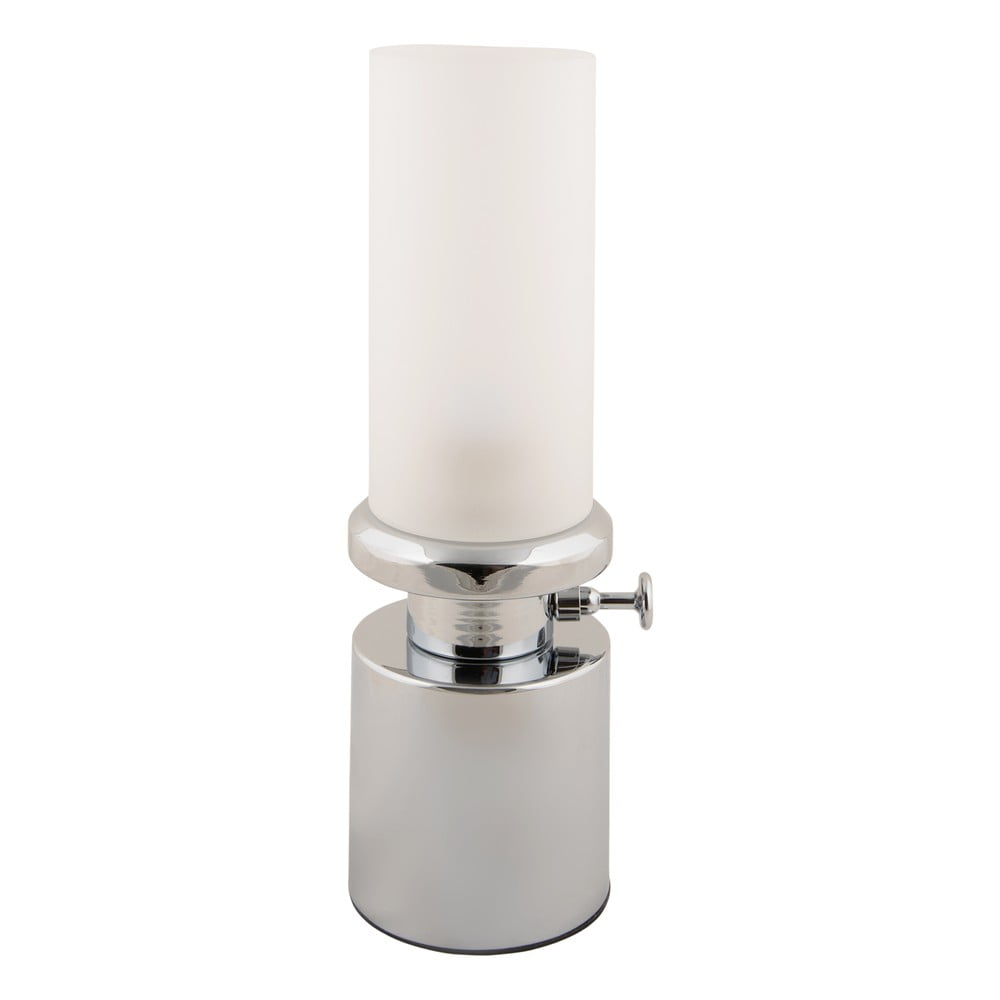 Lampa stołowa LED w kolorze srebra ze ściemniaczem i metalowo-szklanym kloszem (wysokość 29,5 cm) Camp – Leitmotiv