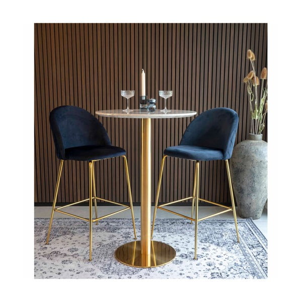 Okrągły stolik barowy z blatem w dekorze marmuru ø 70 cm Bolzano – House Nordic-image-4