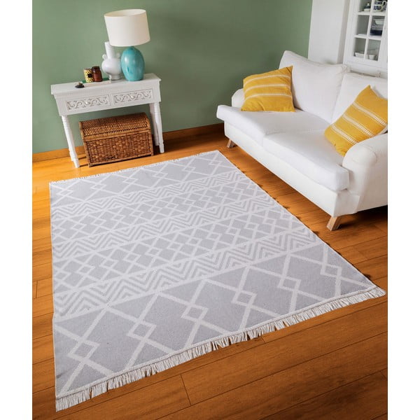 Biało-szary bawełniany dywan Oyo home Duo, 160 x 230 cm-image-3