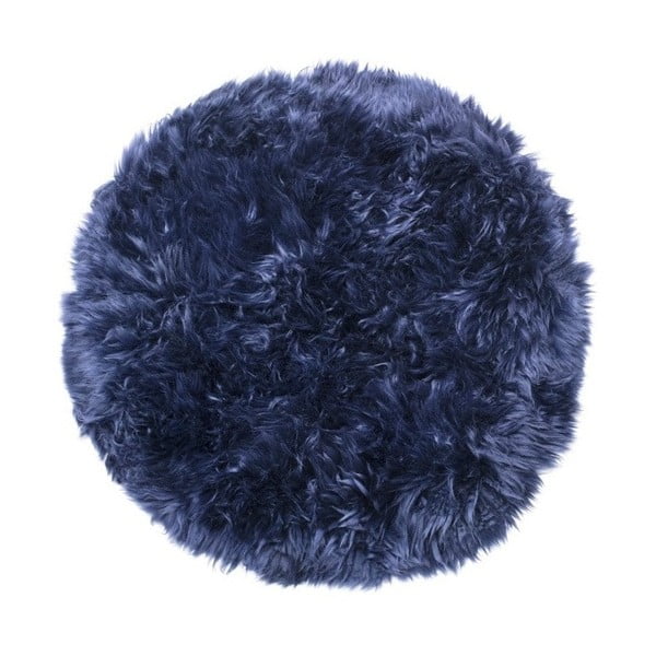 Granatowy dywan okrągły z owczej skóry Royal Dream Zealand, ⌀ 70 cm