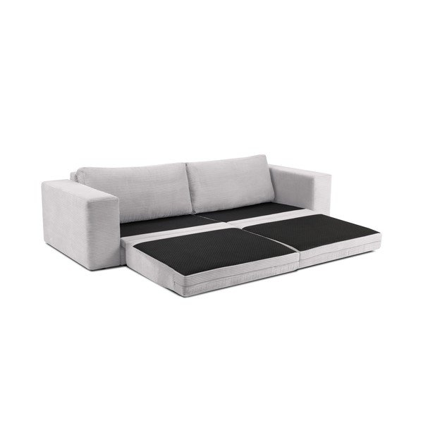 Jasnoszara sztruksowa sofa rozkładana Milo Casa Donatella-image-4