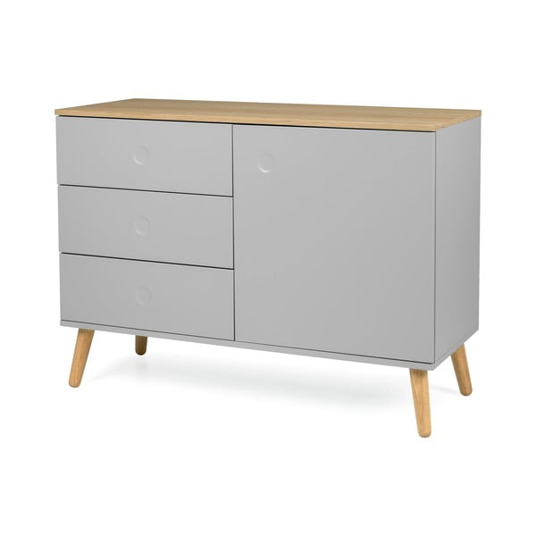 Szara niska komoda w dekorze dębu 109x79 cm Dot – Tenzo-image-2
