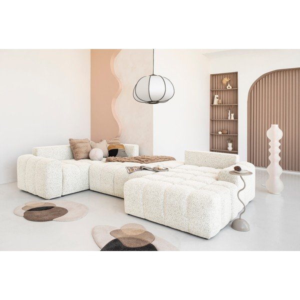 Kremowy rozkładany narożnik modułowy ze schowkiem (lewostronny) Lulu – Miuform-image-1