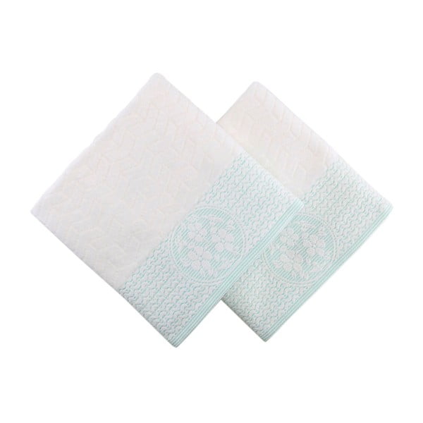Zestaw 2 ręczników se zeleným elementem Amada, 50x90 cm