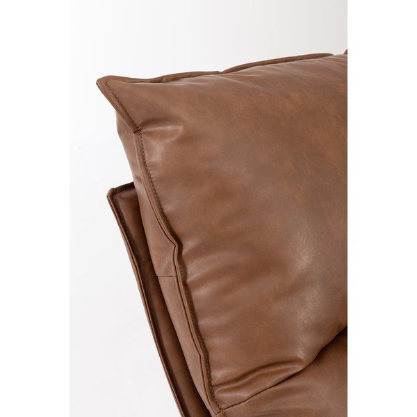 Koniakowy fotel ze schowkiem z imitacji skóry Alanez – Bizzotto-image-1