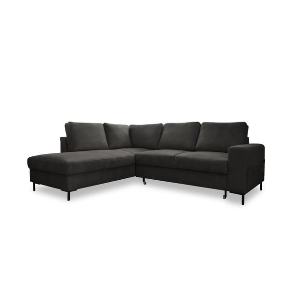 Ciemnoszary sztruksowy rozkładany narożnik (lewostronny) Lofty Lilly – Miuform