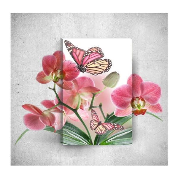 Obraz 3D Mosticx Butterflies With Flowers, 40x60 cm