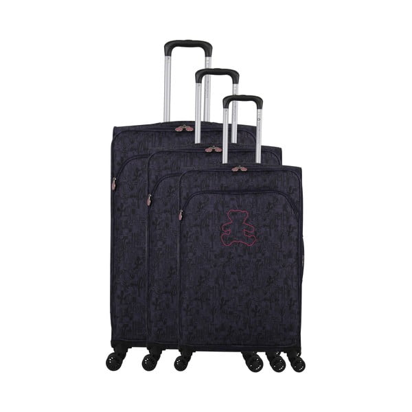 Zestaw 3 czarnych walizek z 4 kółkami Lulucastagnette Casandra