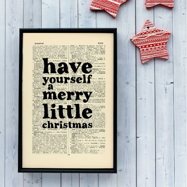 Plakat w
  drewnianej ramie Merry Little Christmas