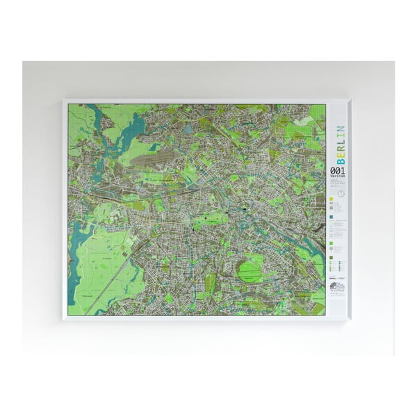 Zielona mapa Berlina w przezroczystym etui The Future Mapping Company Street Map, 130x100 cm
