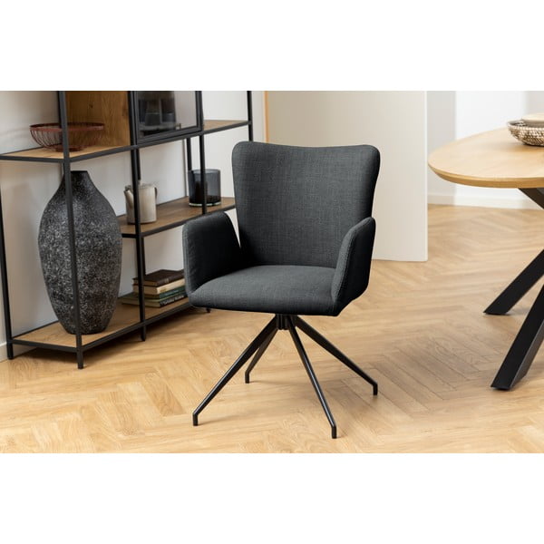 Ciemnoszare tapicerowane fotele jadalniane zestaw z podłokietnikami 2 szt. Laura – Actona-image-2