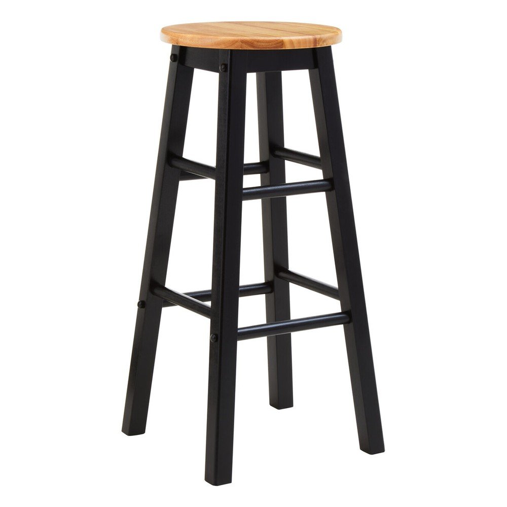 Czarny/w naturalnym kolorze hoker z litego drewna kauczukowego (wysokość siedziska 74 cm) Chester – Premier Housewares
