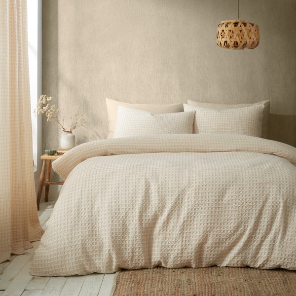 Beżowa pościel dwuosobowa 200x200 cm Muscat Waffle – Pineapple Elephant-image-2