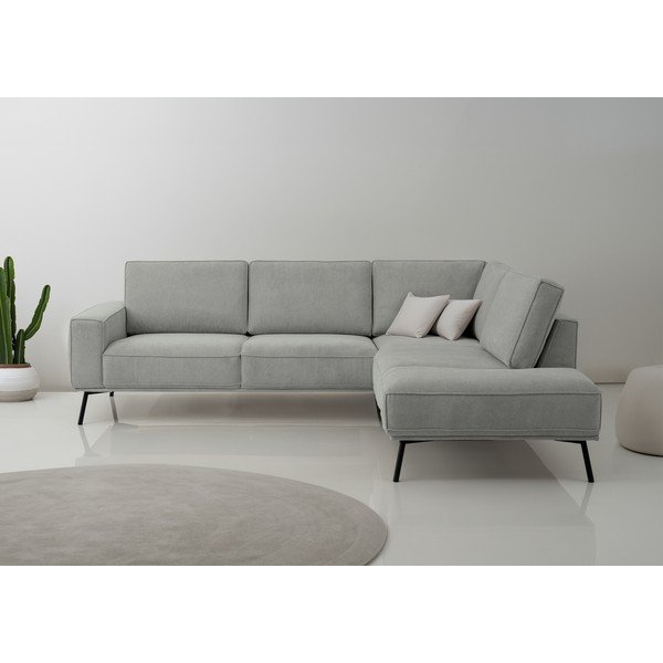 Jasnoszary narożnik z tkaniny szenilowej (prawostronny/w kształcie litery L) Amsterdam – Scandic-image-1