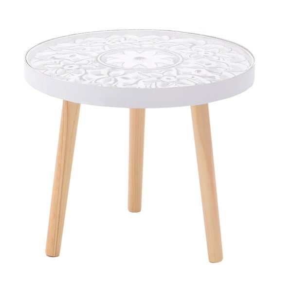 Biały stolik z drewna brzozowego InArt Antique, ⌀ 42 cm
