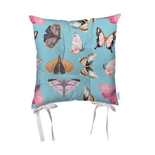 Niebieska poduszka na krzesło z mikrowłókna Mike & Co. NEW YORK Butterflies, 43x43 cm